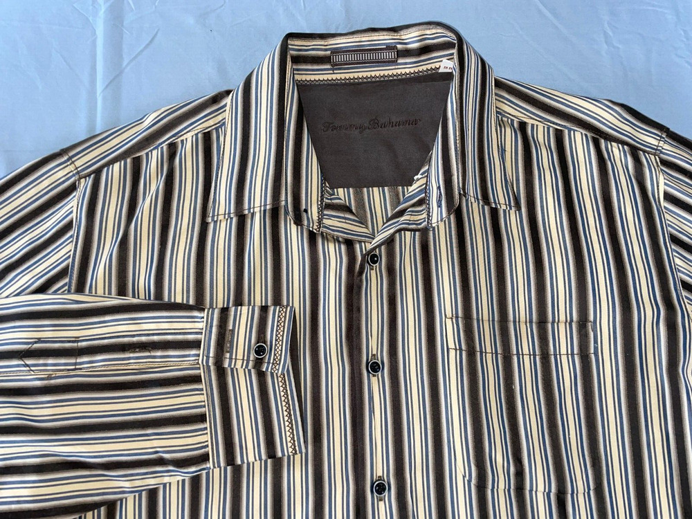 Tommy Bahama Long Sleeve Button Front 100% Silk Casual Sport Shirt. Size XL, EUC